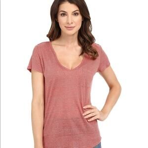 PAIGE Dusty Cedar/White Stripe T-Shirt Size S